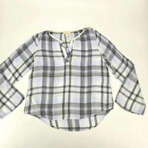 Anthropologie Cloth & Stone Plaid Long Sleeve Top Size M